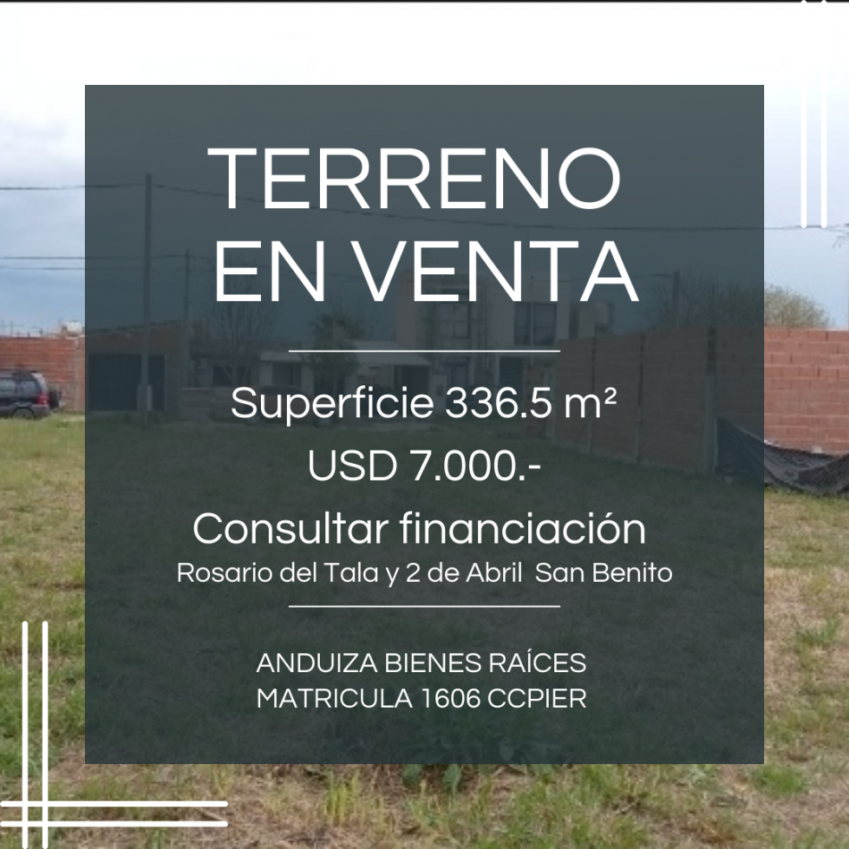Terreno en VENTA en San Benito